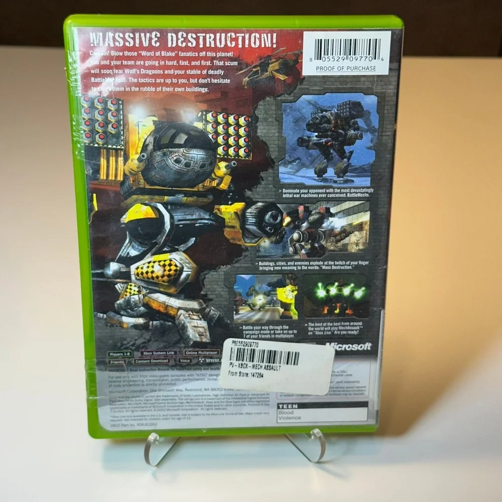 Microsoft MechAssault Xbox Game Original Green Case Good Action Sci-Fi 2002